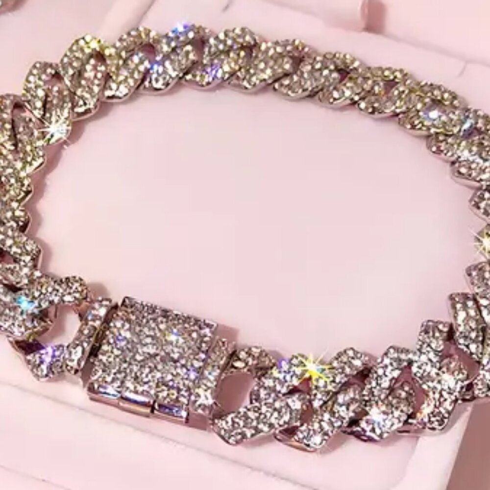 Bracelet Hip Hop Style Jewelry, Sparkling Chunky Chain Design, Inlaid Shining